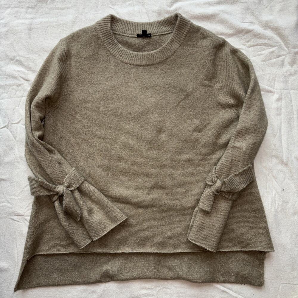 Coco & Carmen Oversized Sweater Taupe Tan Beige Women's Small Medium Tie Sleeve